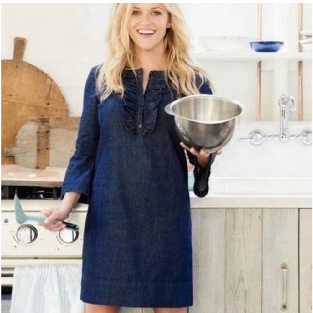 Beautiful Blue Ruffle Denim Dress